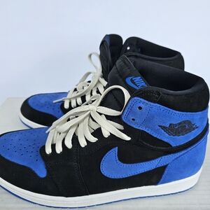 Nike Men's Air Jordan 1 High Sneakers Black And Royal Blue